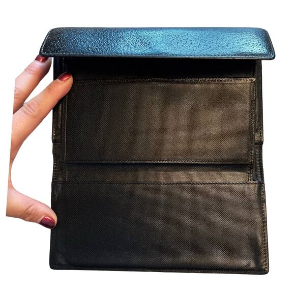 KATE SPADE Black Leather Wallet Hand Purse Multi Comparment Snap Closure Card - Picture 8 of 10